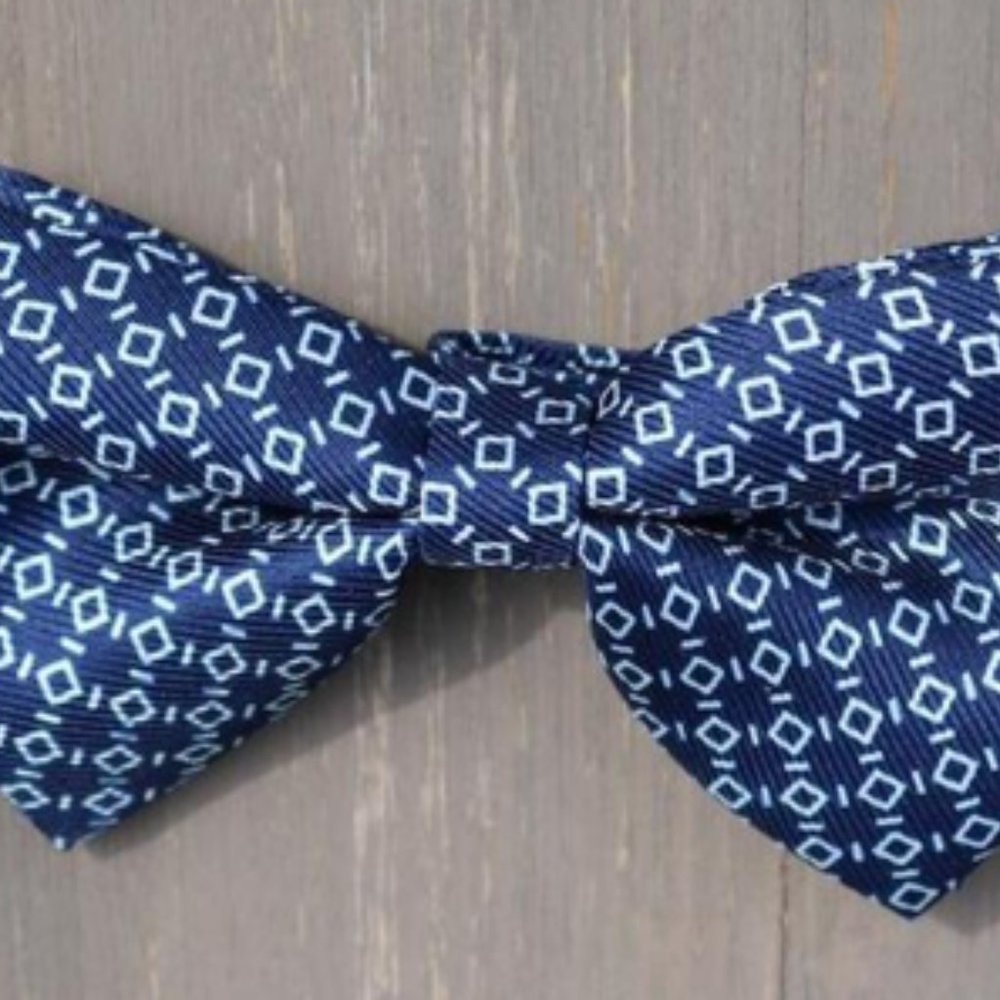 Navy Pattern Silk Bowtie by Marzullo